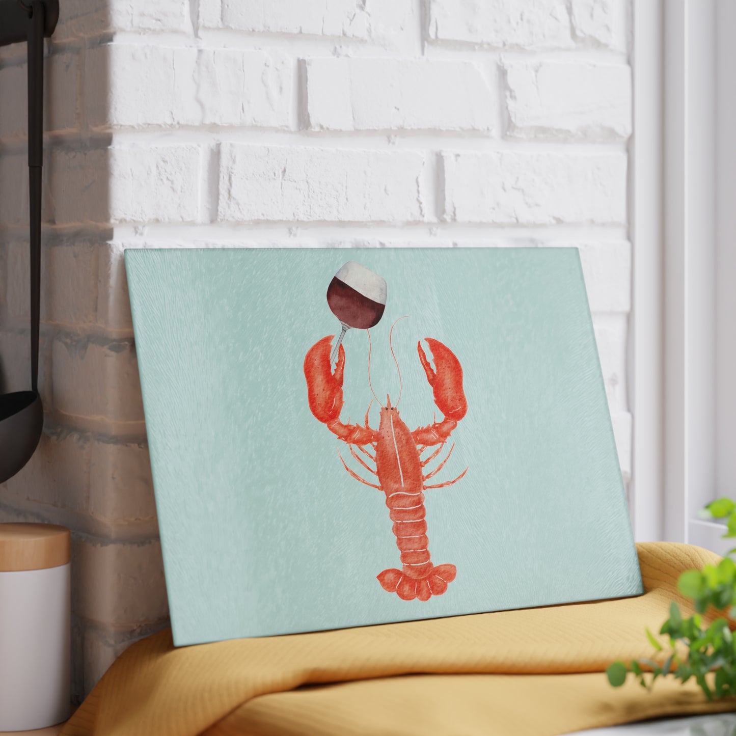 Wine & Lobster Glass Cutting Board