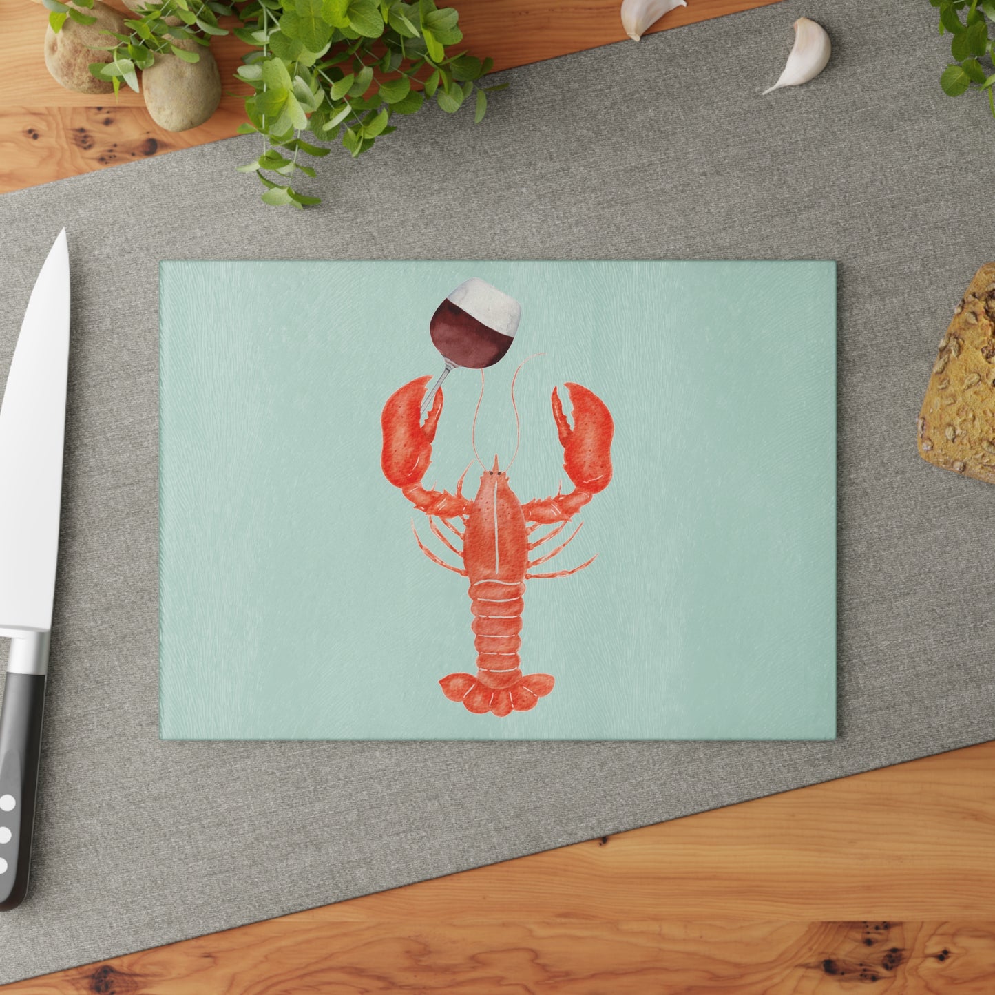Wine & Lobster Glass Cutting Board