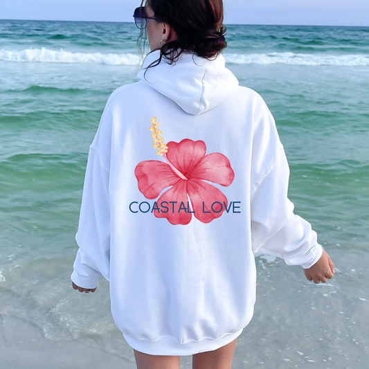 Coastal Love Hibiscus Hoodie