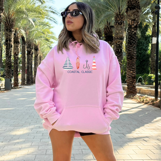 Coastal Classic Sailboat Surf Hooded Sweatshirt