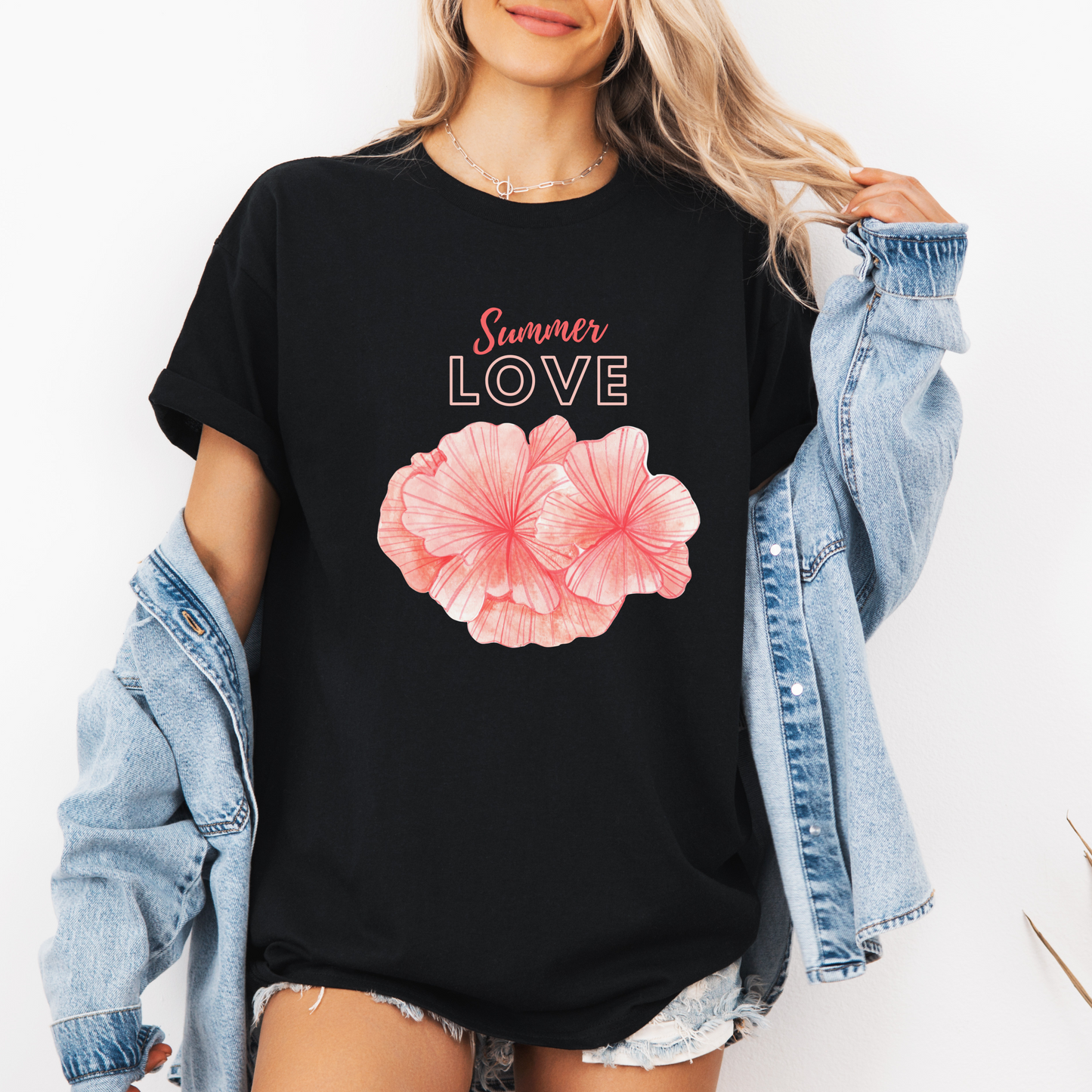 Summer Love Hibiscus Flower Coastal T-Shirt