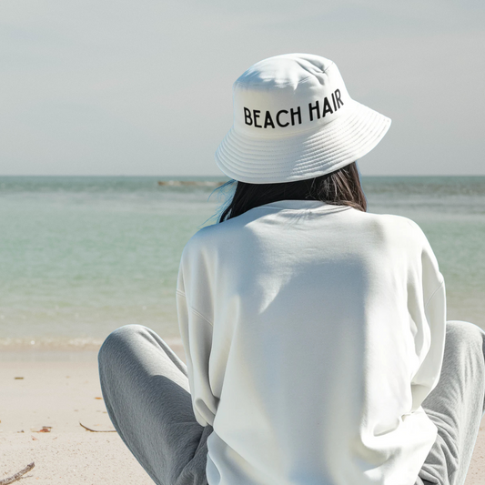 Beach Hair White Bucket Hat