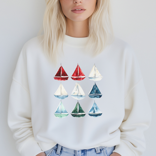 Watercolor Sailboat Crewneck Sweatshirt